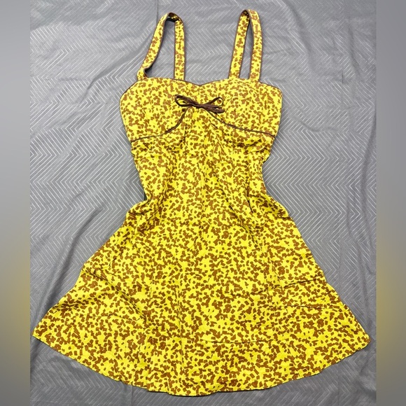 R&K Originals Sundress Sleeveless Spaghetti Strap Mini Green & Brown Size 6P - Picture 1 of 8